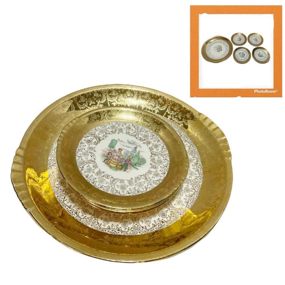 Vintage 22k gold trim platter Crest o gold 1950s